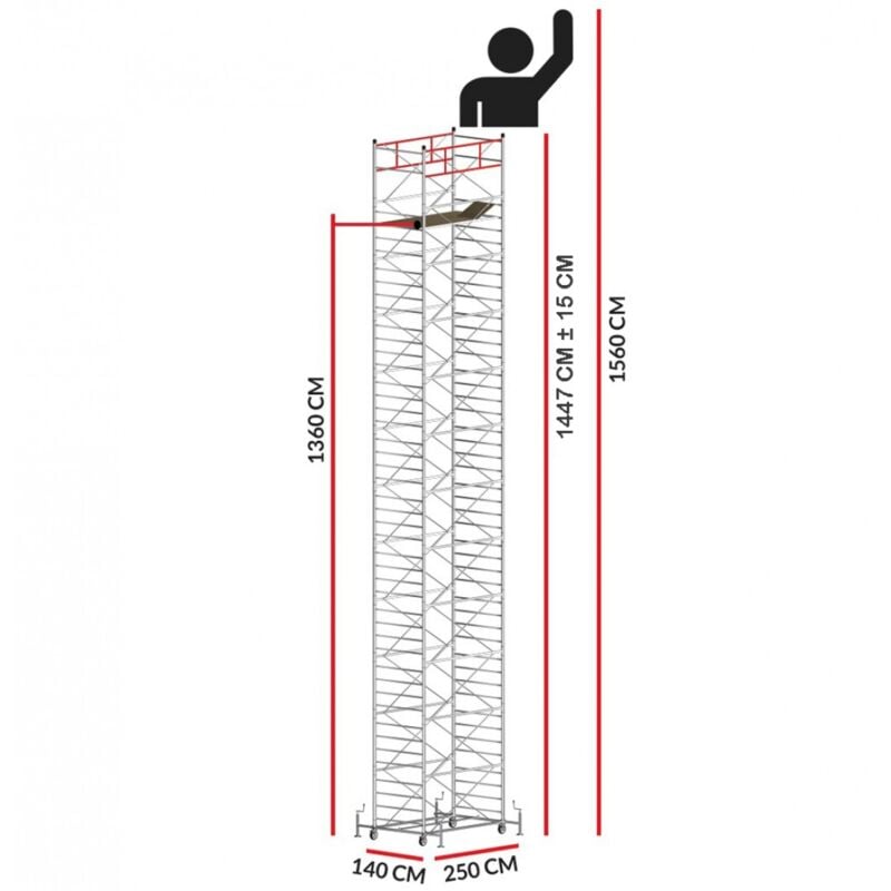 Echafaudage TITANIUM PRO (Hauteur de travail 15,60 m)