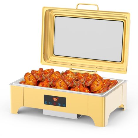 Chafing Dish Électrique 9L, Chauffe-Plat, Écran Tactile LCD, Température Réglable, Bac GN 1/1, Restauration,Événements, 900W Argent