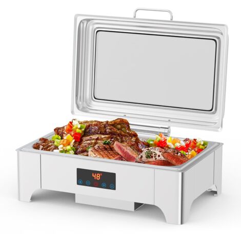 Chafing Dish Électrique 9L, Chauffe-Plat, Écran Tactile LCD, Température Réglable, Bac GN 1/1, Restauration,Événements, 900W Doré