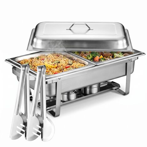 Chafing dish en acier inoxydable pour buffet - Réchaud alimentaire avec couvercle pour hôtel et restaurant - Chauffage à alcool