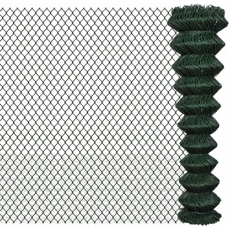 Chain Link Fence Galvanised Steel 2x15 m Green