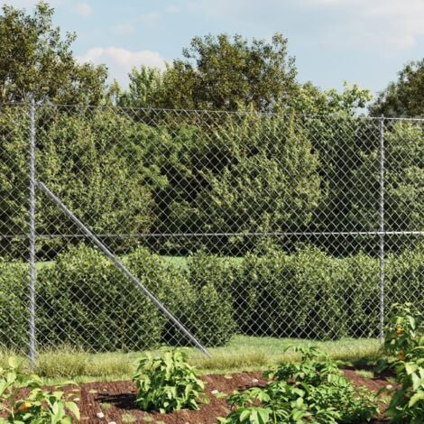 Chain Link Fence，Garden Barrier with Flange Silver 1.4x25 m VSVS846297