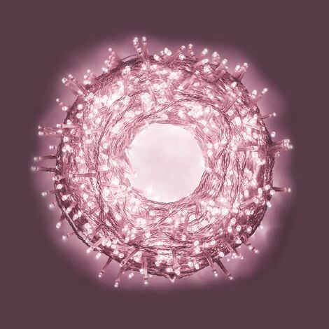 WISDOM Chaine a' cordes Luccika Home se'rie 5 m de 100 guirlandes lumineuses pour sapin de Noel a' led rose 31V cable transparent avec 8 jeux de lumie're et me'moire IP44 pour usage inte'rieur exte'rieur Ros