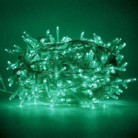 Chaine a' cordes Luccika Home se'rie 9 mt de 180 lumie'res de sapin de Noel a' led vert aqua Cable transparent 31V avec 8 jeux de lumie're et me'moire IP44 pour une utilisation inte'rieure et exte'rie