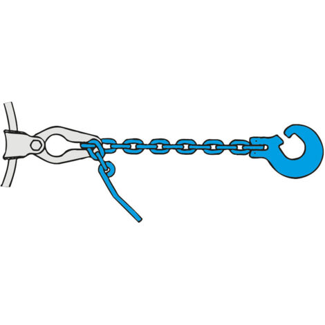 Chaîne à maillons carrés avec crochet à boucle et aiguille à percer, qualité 10, force de traction admissible LC 6000 daN, longueur 2,5 m, chaîne Ø 8 mm