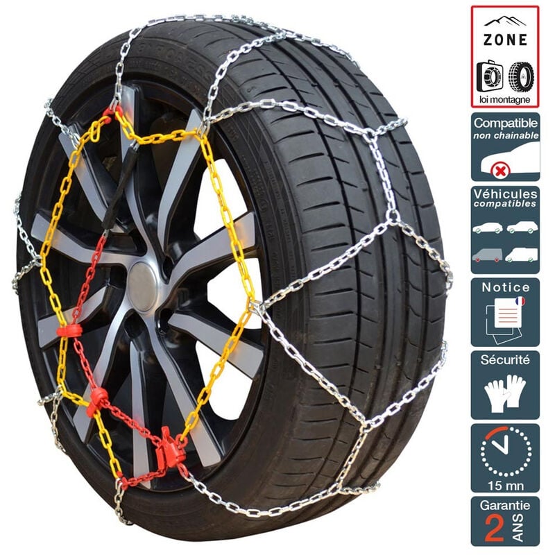 Chaine à neige pneu 155/65R14 montage rapide acier 9mm