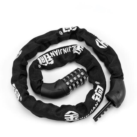 Chaîne antivol à code à 5 chiffres pour vélo, moto, porte – 601 Noir standard-AquaForge