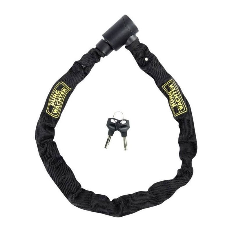 Antivol vélo chaîne Burg Wachter 580 90 black - Acier 6 mm - Textile haute résistance - 2 clés