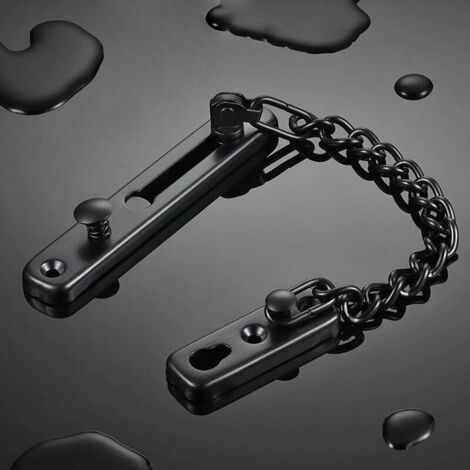 Chaîne antivol, butée de porte étroite, verrou antivol à ressort, avec vis, pour portes intérieures, acier inoxydable brossé noir mat-AquaForge