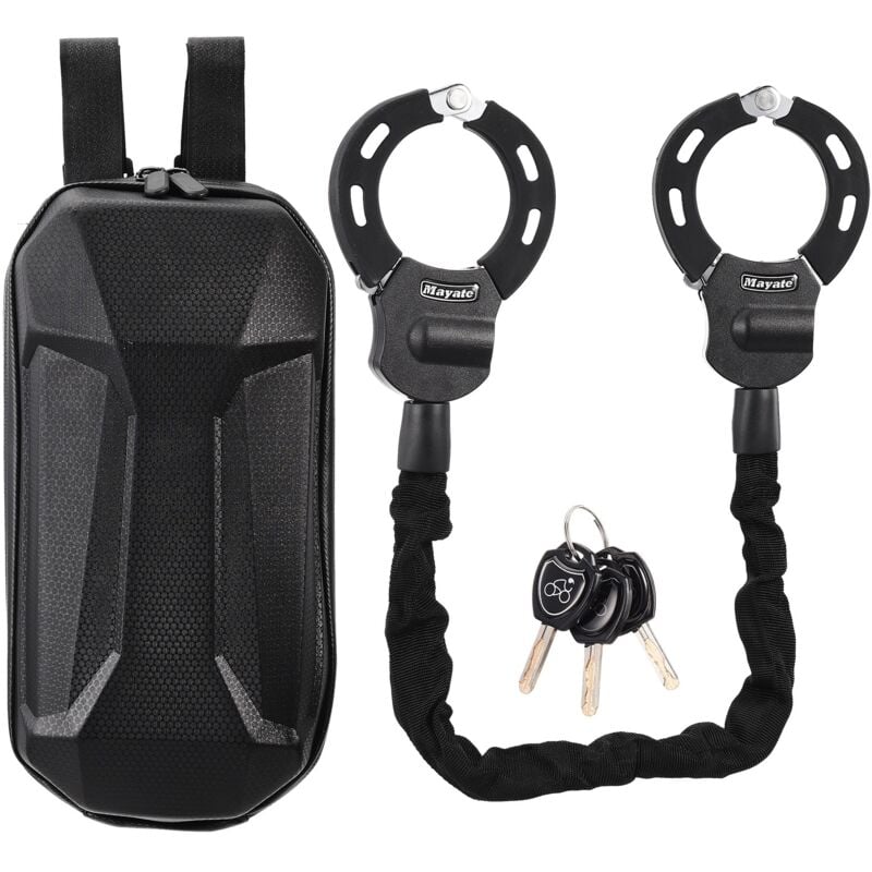 Chaîne antivol de vélo avec sac étanche, serrure antivol de Moto à noyau de cuivre, serrure à chaîne à tête ronde, adaptée aux vélos et Motos - Noir