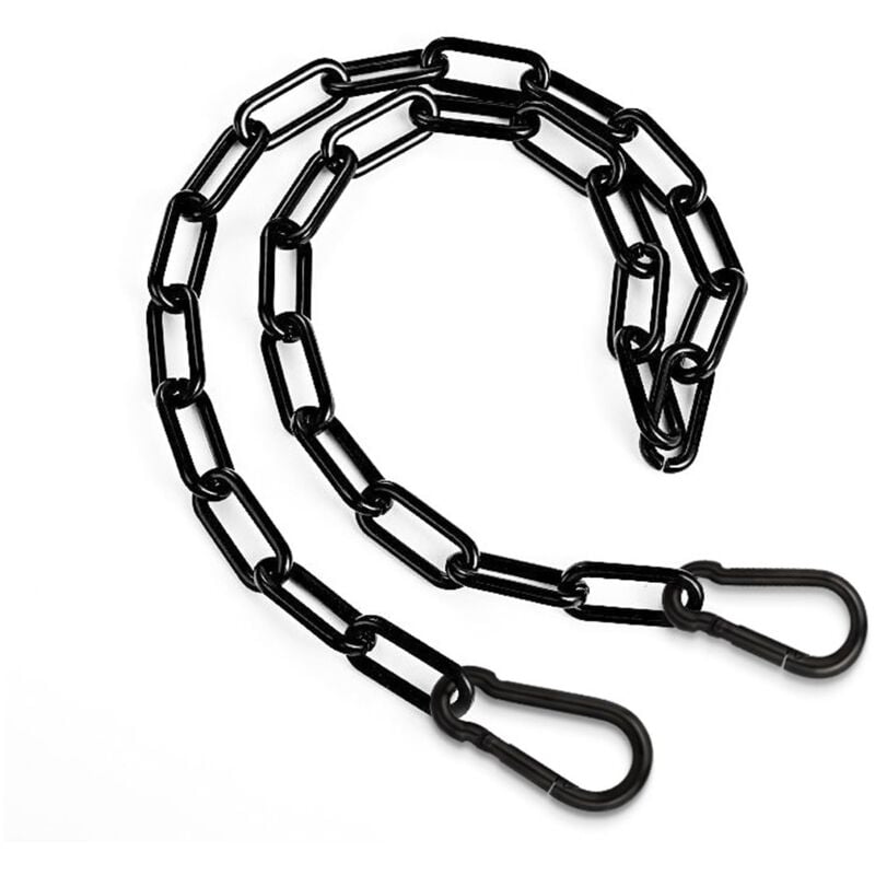 Chaîne antivol pour portail, chaîne de 1 m, chaîne en métal noir avec 2 mousquetons détachables, chaîne en acier inoxydable robuste pour clôture