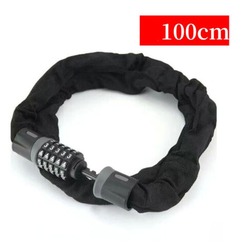 Chaîne Antivol Vélo 1000 mm Code 5 Chiffres Acier Trempé Haute Sécurité pour Vélo Moto Porte Portail