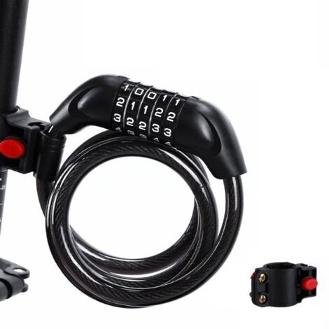 Chaîne Antivol Vélo 120 CM, Serrure de câble pour Vélos, Motos, Trotinette Electrique, Noir