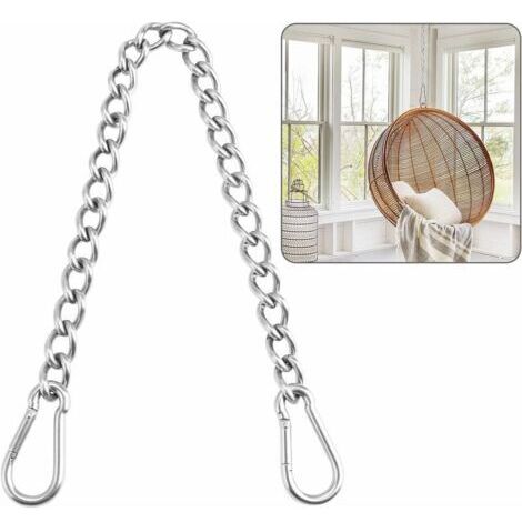 Chaîne avec Deux Mousquetons, capacité de 400 kg, chaîne de suspension robuste en acier inoxydable, chaîne d'extension pour Sac de Frappe, Yoga, Balançoire, Hamacs, 1 pièce