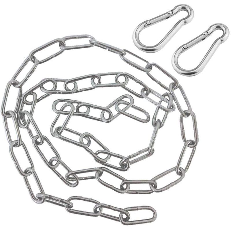 Chaîne avec Deux Mousquetons-Chaîne de chaise suspendue en acier inoxydable de 1M-Chaîne d'Extension Chaises Suspendues