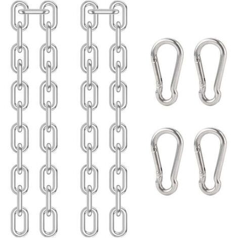 Chaîne de Chaise Suspendue 2 Pièces Chaîne D'extension en Acier Inoxydable Chaine pour Fauteuil Suspendu avec 4Pcs Mousqueton à Ressort pour Intérieur et Extérieur Fixation de Suspension