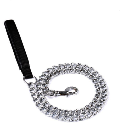 Chaîne de laisse en métal pour chien, 180 cm, noire, anti-morsure.