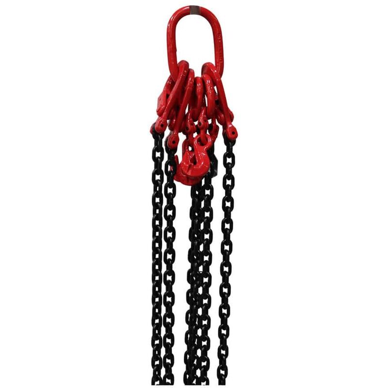 Chaine de levage 7mm 4 brins 2.50 m + 8 crochets