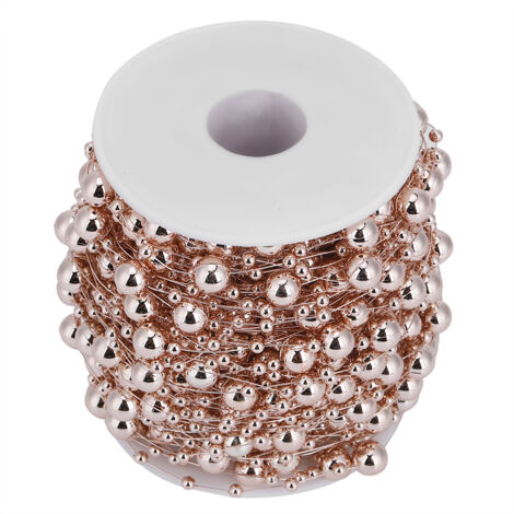 Chaîne de perles imitation or rose 30m pour DIY, guirlandes, mariage et décoration de fête