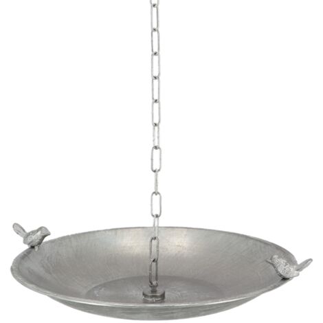 Chaîne de pluie avec bain d'oiseau - Argenté - D 40 x H 8,2 cm - Livraison gratuite