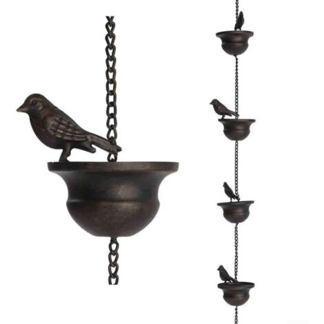 Chaîne de pluie, chaîne de pluie en métal de 2,4 mètres, chaîne de gouttière, collecteur d'eau de pluie pour la décoration de jardin extérieur.