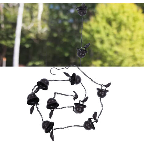 Chaîne de Pluie décorative à figurines d'oiseaux en fer - Drainage efficace et son cristallin - Chaîne pour descente de gouttières