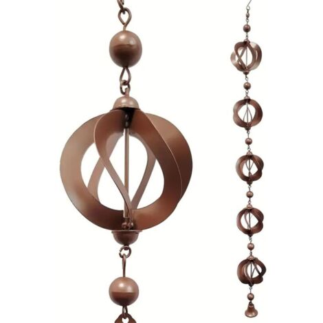 Chaîne de Pluie en Métal pour Gouttière, 108 cm, Carillon Pluie, Pluie à Suspendre, Décoration Jardin, Chaîne Attrape Pluie, Carillon éolien Rétro