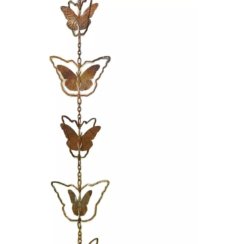 Csparkv - Chaîne de Pluie métal(Papillons), chaîne de Pluie en Feuille d'acier pour gouttières Rain Catcher Downspout avec Adaptateur Épais Fer Fleur