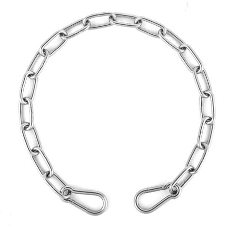 Chaîne de portail pour clôture extérieure, chaîne de portail en acier inoxydable de 51 cm avec mousquetons double face pour cages, enclos, chevaux (épaisseur 4 mm)-AquaForge