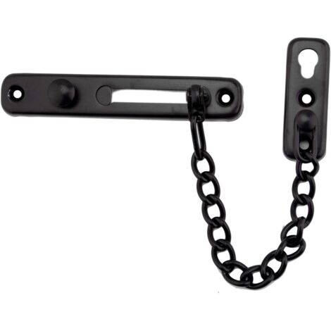Chaîne de porte avec verrou (1 unité), chaîne de sécurité en acier inoxydable avec verrou antivol à ressort, verrou de porte robuste et poli avec vis, noir-AquaForge