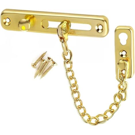Chaîne de Porte de Sécurité acier inoxydable, Limiteur de Porte Étroit Serrure Verrou Portes Anti-Vol à Ressort, Chaîne de Sécurité de Protection, Verrou Coulissant pour Fenêtres Hôtels doré