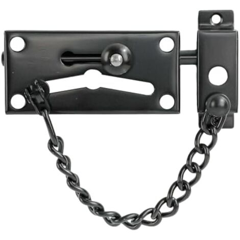 Chaîne de Porte de Sécurité, Chaîne de 19.3 cm, en Acier Inoxydable, Serrure à Chaîne de Porte avec Vis, Chaîne de Protection de Serrure de Porte, verrou porte interieure Robuste, Noir