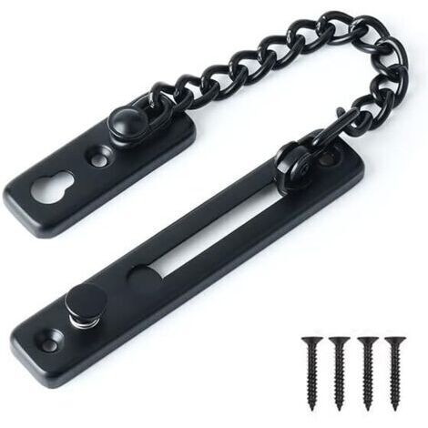 Chaîne de Porte de Sécurité Limiteur de Porte Étroit Verrou de Porte Anti-Vol à Ressort avec Vis pour Porte Interne à Domicile, Finition Noire Matte en Acier Inoxydable