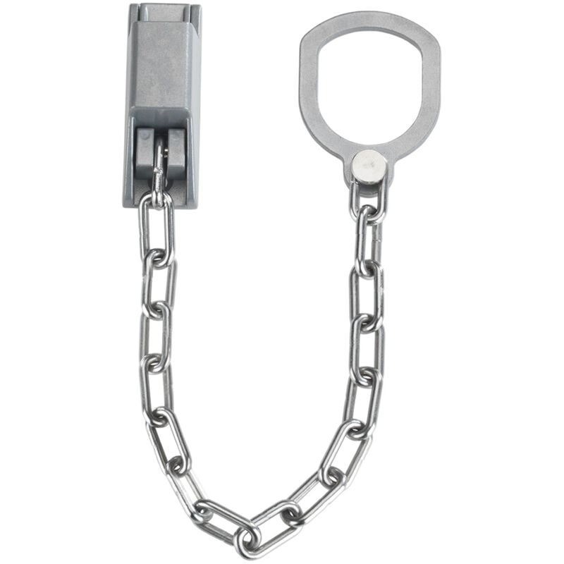 Wenko - Chaîne de porte verrouillable Anti intrusion, Protection optimale de la maison, Sans perçage, Chaîne massive, Métal, 30 x 7 x 2,5 cm, Argent
