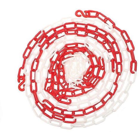Chaîne de sécurité en plastique de 5 m, chaîne de barrière colorée, chaîne de signalisation - 500 x 2 x 0,5 cm - Rouge