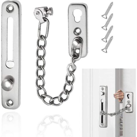 Chaîne de sécurité pour loquet de porte, chaîne de sécurité coulissante argentée pour la maison et l'hôtel, protection fiable