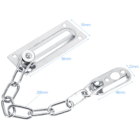 Chaîne de sécurité pour porte avec attaches en acier inoxydable Argent