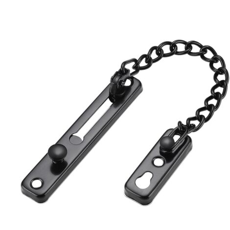 Chaîne de sécurité pour porte, butée de porte étroite, verrou antivol à ressort avec vis pour porte intérieure, finition acier inoxydable noir mat-AquaForge