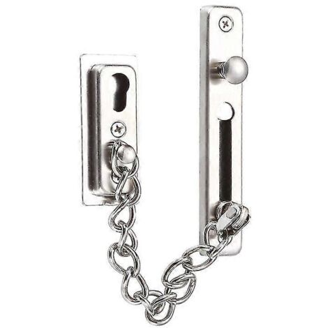 Chaîne de sécurité pour porte, verrou de porte en acier inoxydable moulé, protection anti-rayures, fixations à vis, 12 x 2,1 cm + 3 x 7,2 cm, argent-AquaForge