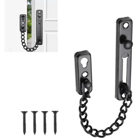 Chaîne de sécurité robuste pour porte - Cadenas antivol en acier inoxydable avec ressort et vis pour maison, appartement et hôtel (noir)-AquaForge