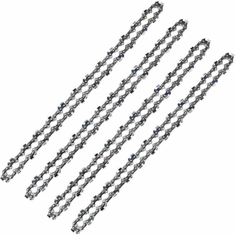 Chaîne de tronçonneuse 52 maillons, pas 3/8' LP, calibre 050' (1,3 mm) faible rebond, jeu de 4 chaînes de tronçonneuse 52 guide-chaînes pour