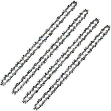 Chaîne de tronçonneuse 52 maillons, pas de 3/8", calibre 1,3 mm (0,50"), faible rebond, paquet de 4. Chaînes de tronçonneuse 52 pour guide-chaîne de 14" (35 cm).