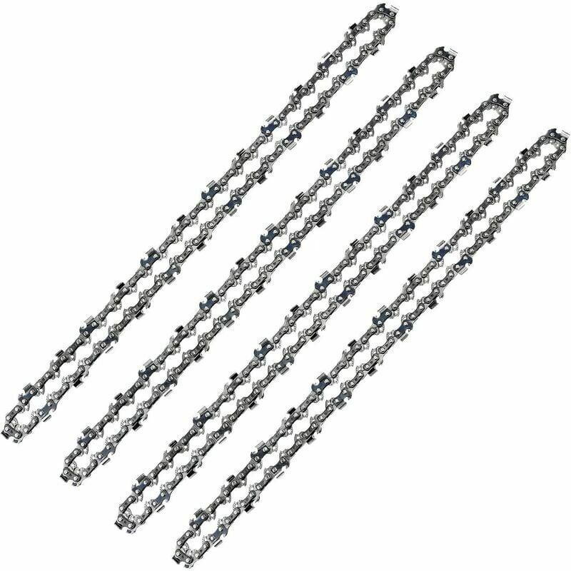 Chaîne de tronçonneuse 52 Maillons, Pas de 3/8" LP, Jauge 050" (1,3mm) Faible Rebond (Low-Kickback), Lot de 4 Chaînes de Tronçonneuse 52 Entraineurs