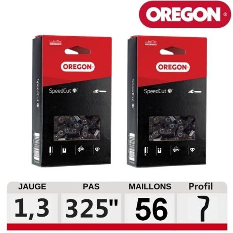 Chaîne de tronçonneuse Oregon .325" 1,3mm 56 maillons Speedcut en boite - 576787 ref 576787