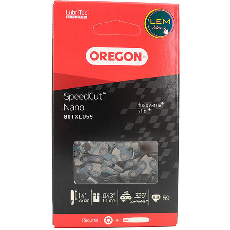 Chaîne de tronçonneuse Oregon .325  59 maillons 80TXL059 - Compatible avec Husqvarna/Stihl