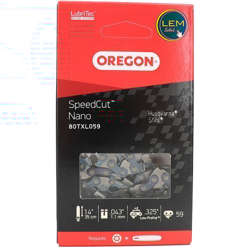 Lem Select - Chaîne de tronçonneuse Oregon .325 59 maillons 80TXL059 - Compatible avec Husqvarna/Stihl