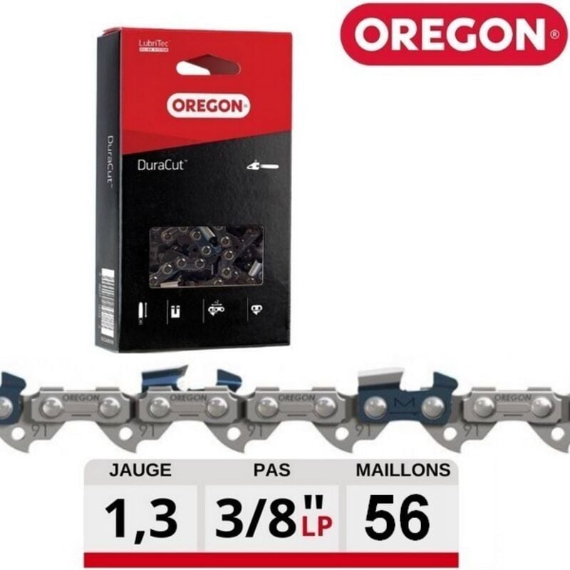 Oregon - Chaîne de tronçonneuse M91VXL056E Pas : 3/8' Jauge : 1.3 Maillons : 56 - DuraCut™