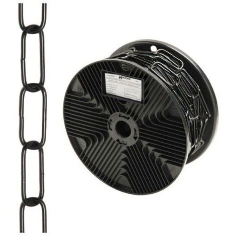 Chaîne décorative lisse noire 3,4x43 mm. Rouleau 20 mètres