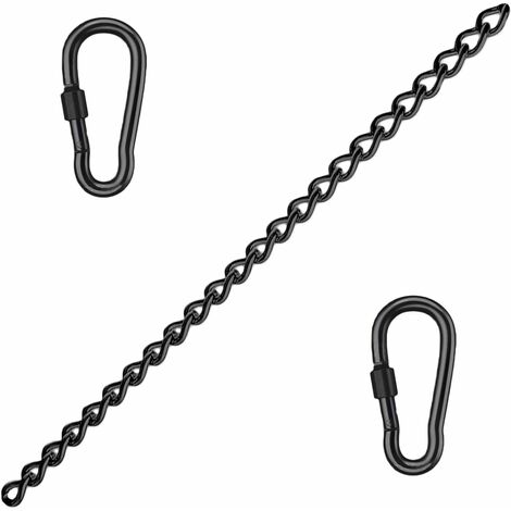 Chaîne d'extension pour fauteuil suspendu en acier inoxydable avec deux mousquetons Noir