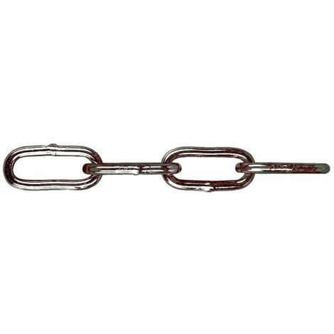Chaîne droite maillons longs acier poli, diamètre fil 7 mm, rouleau de 25 m - LEVAC
